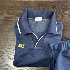 受け渡し予定者決定！asics ネイビー 上下セット Mサイズの画像