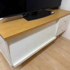 【幅120】テレビ台 ローボード テレビボード ナチュラル ホワイト 背面配線孔ありの画像
