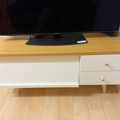 【幅120】テレビ台 ローボード テレビボード ナチュラル ホワイト 背面配線孔ありの画像