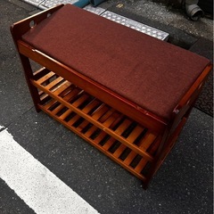 木製ベンチ　収納付きベンチ　ヴィンテージ家具　日本家具 の画像