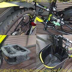 ●●●22インチ　マウンテンバイク６段変速付　ウォッチ＆速度計付　ブラック・イエロー●●●の画像
