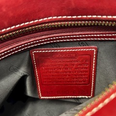 【希少】COACH オールドコーチ バッグ レザー×キャンバス レッド×ベージュの画像