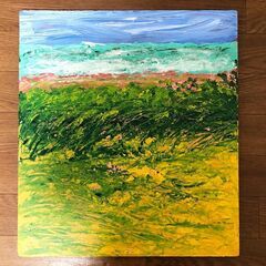 自然・風景画 東脊振渓谷油彩画 「真作」 壁アート リビングルーム装飾 木製額付きの画像