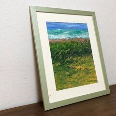 自然・風景画 東脊振渓谷油彩画 「真作」 壁アート リビングルーム装飾 木製額付きの画像