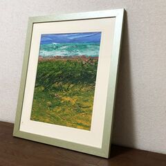 自然・風景画 東脊振渓谷油彩画 「真作」 壁アート リビングルーム装飾 木製額付きの画像