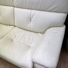 ★ジモティ割あり★  レザー2人掛けソファ ライトイエロー H89×D80×W160 クリーニング済み TK6755TKKAGU の画像