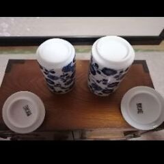 湯飲み　蓋付き　二個セット　夫婦の画像