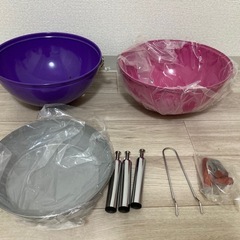 バーベキューコンロ　未使用(組立等はしました)  ピンク　パープル　スモーク　蒸し焼きの画像
