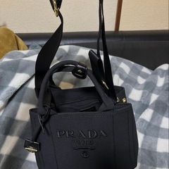 プラダ PRADA カナパ コットンキャンバス ハンドバッグ ブラックの画像