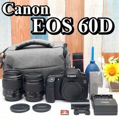 【全国送料無料】 Canon EOS Kiss 60D✨ カメラバッグ付き 望遠 ダブルレンズセット スマホ転送OK ハイアマチュア機ズームセット✨ 届いたらすぐに使えます✨ キヤノン キャノンの画像