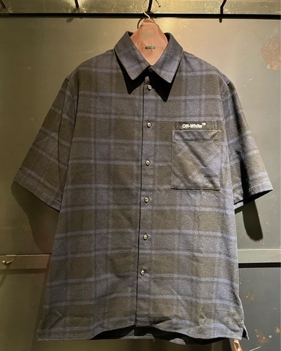 OFF-WHITE チェックシャツ　ネイビー