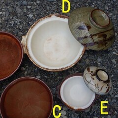 こね鉢　すり鉢２個　土鍋２個　古いものですの画像