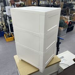 3段プラチェスト 34×43×66ｃｍ ホワイト 白 衣類収納 収納ケース プラケース プラチェスト たんす 札幌市手稲区の画像