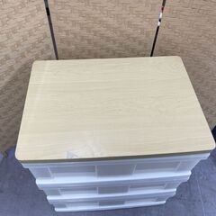 プラチェスト 3段 幅55.5×奥行40.5×高さ60cm 木天板 テーブル天板 収納 たんす 箪笥 衣類収納 棚 タンス 札幌市手稲区の画像