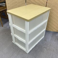 プラチェスト 3段 幅55.5×奥行40.5×高さ60cm 木天板 テーブル天板 収納 たんす 箪笥 衣類収納 棚 タンス 札幌市手稲区の画像