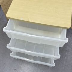 プラチェスト 3段 幅55.5×奥行40.5×高さ60cm 木天板 テーブル天板 収納 たんす 箪笥 衣類収納 棚 タンス 札幌市手稲区の画像