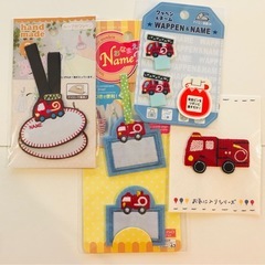 手芸用品　幼稚園児向け　ワッペン　ボタン　乗り物の画像