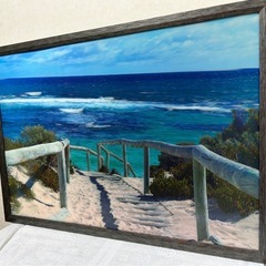 美品！海辺の風景 3D風アートパネル インテリア 絵画風写真 壁掛けの画像
