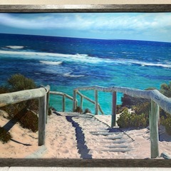 美品！海辺の風景 3D風アートパネル インテリア 絵画風写真 壁掛けの画像