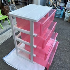 IRIS OHYAMA　アイリスオーヤマ　ワイドチェスト　4段　タンス　引き出し　マルチ　リビング　寝室　子供部屋　脱衣場　収納　整理　キャスター付き　中古　④の画像