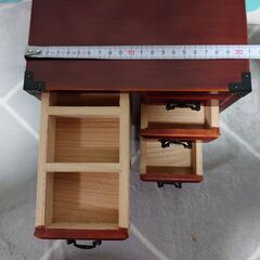 新品箱入り【アクセサリー雑貨薬箱】鹿野漆器株式会社／横幅21奥行19(持ち手含まず)高さ20の画像