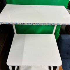 ★高さ調整可能★キャスター付き キッキンラック/レンジラック 二口コンセント付き・高さ128cm×幅57.5cm・奥行き（一段目45cm・二段目30cm）の画像