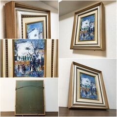 街かど 昭和レトロ四十九年十二月 自然、風景画油絵 井上博元作 「真作」油彩画 壁アート リビングルーム装飾 額付き 美術品インテリアの画像
