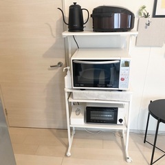 PCデスク レンジ台 ホワイト 白 可動式 省スペース プ　プリンターが置ける 川口市の画像