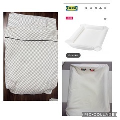 ベビーベッド★布団付き★ベビーケアマット付きの画像