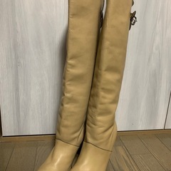 VERO CUOIO◆ロングブーツ レディース ベージュ レザーロングブーツの画像