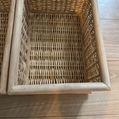 【未使用に近い】無印　取っ手付きラタンボックス　5個の画像