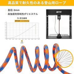 新品未使用  中型or大型犬 リードロープ長さ15m（太さ8mm）+ロック式360°回転フック 夜間反射の画像