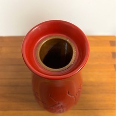 《漆器　花瓶•フラワーベース（花器》朱色の画像