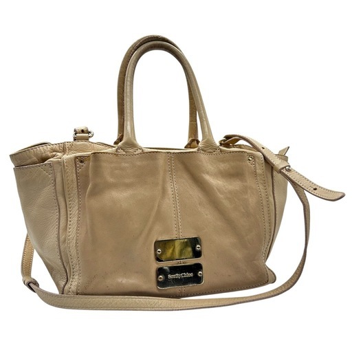 シーバイクロエ レザーバッグ ベージュ 2WAY ショルダー　レディース