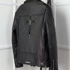 本革　デザイン革ジャン　牛革　十字架✝️　　の画像