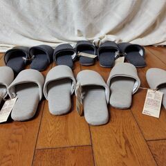 美品　未使用品　無印良品　6足セット（ばら売り不可）グレー・ブルー　履き心地やわらか足なりスリッパ　25-27.5㎝用　Lサイズ　の画像