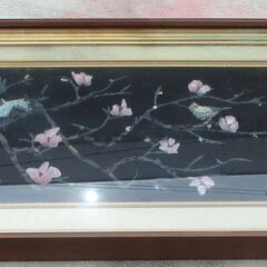 ☆ 宝石 美観 花鳥絵画 梅に鶯 ウグイス 風流な花鳥風月◆インテリアにぴったりなパワーストーンの画像