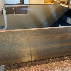 センターテーブル 引き出し ガラス おしゃれ 木製 ウォールナット ブラックの画像