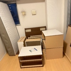 (お引き渡し決定〆) (解体済み) ニトリ　シングルベッド収納付きベッドフレーム&マットレスの画像