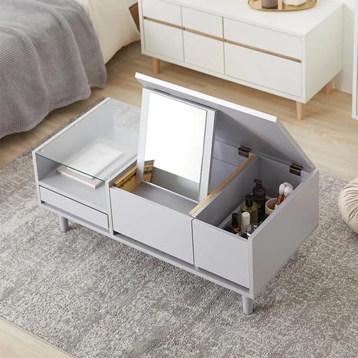 LOWYA ドレッサーテーブル（グレー） 収納付き