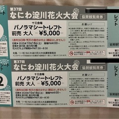 第37回　なにわ淀川花火大会　レフトスタンド② 大人2枚　の画像