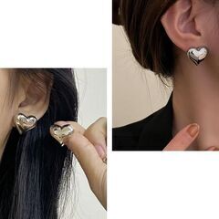 シルバー/ハートスタッドピアス（新品）の画像