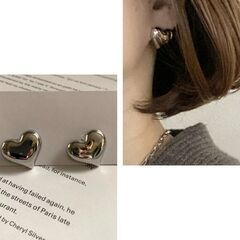 シルバー/ハートスタッドピアス（新品）の画像