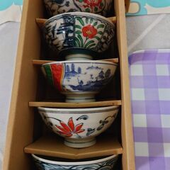 新品箱入り【美濃焼／絵変わり中平５客揃え】四季の器の画像