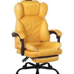 【受付終了】ホワイトゲーミングデスク イエローゲーミングチェア セットの画像