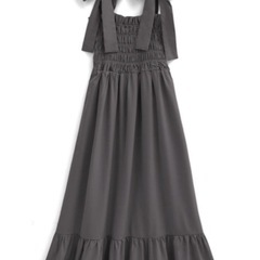 【新品未使用】GRL ショルダーリボンティアードワンピース グレーの画像