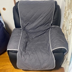 あげます　リクライニングソファ 1人掛け 合皮 ブラック カバー付きの画像