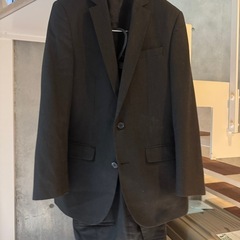 asos 黒ストライプ　冬生地 スーツの画像