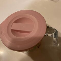 （新品）チューリップ柄の耐熱ガラス計量カップ　ピンクの画像