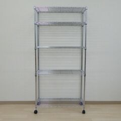 ワイヤーシェルフ５段（キャスター付き）【小金井市民限定】（小金井市再生家具）品番：10-01-08 ※新規優先の画像